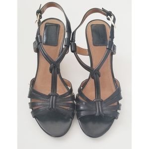 Clarks Leather and Cork Wedge Heel Sandals